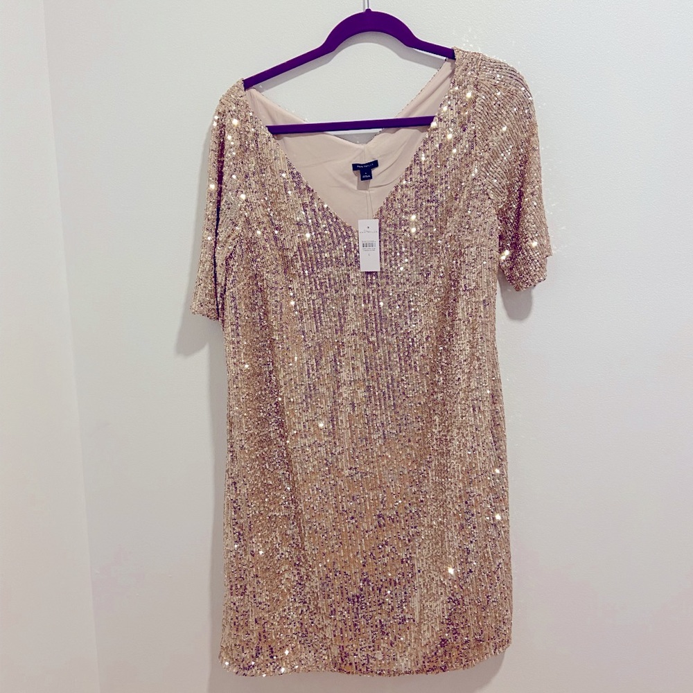 Ann Taylor Gold Sequin Dress